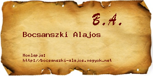 Bocsanszki Alajos névjegykártya